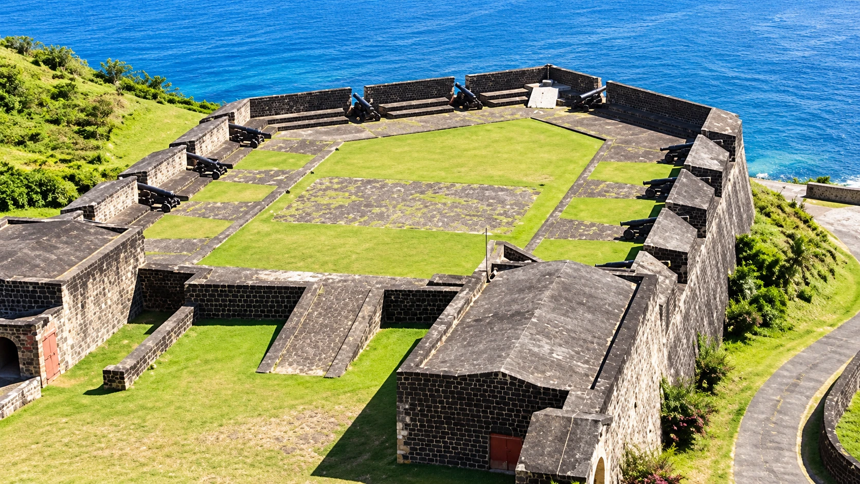 Brimstone Hill fortress overlooking the Caribbean